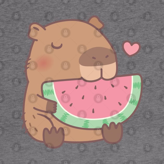 Cute Capybara Eating Watermelon by rustydoodle